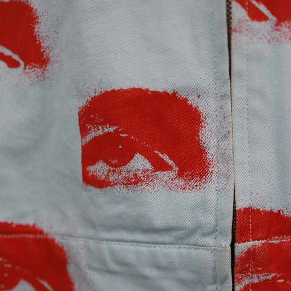 Obey Men’s See All Work Zip Up Jacket XS Blue/Red - Picture 5 of 9